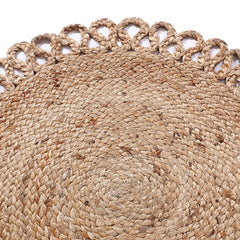 Kuber Industries Hand Woven Carpet Rugs|Natural Stitch Braided Jute Door mat|Round Shape Mat for Bedroom,Living Room,Dining Room,Yoga,72x72 cm,(Brown)