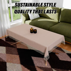 Heart Home Center Table Cover | Kitchen Dining Tablecloth | 4 Seater Center Table Cover | Center Table Cover for Hall Décor | Plain Texture Tablecloth | CTC | 40x60 | Beige