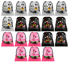 Kuber Industries Portable Travel Shoe Bags Dust-Proof Shoe Organizer Space Saving Storage Bags, Disney Print (Set of 18,Black & Grey & Pink) -HS_35_KUBMARTS18124