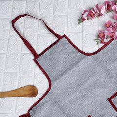 Heart Home Apron | Jute 2 Front Pocket Kitchen Apron | Apron for Restaurent | Apron for Housewife | Chef Apron for Kitchen | Water Resistance Apron | Pack of 2 | Silver