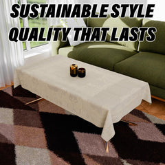 Kuber Industries Center Table Cover | Cotton Table Cloth Cover | 4-Seater Table Cloth | Self Gulmohar Vila Table Cover | Table Protector | Table Cover for Center Table | 40x60 Inch | Cream