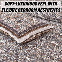 Heart Home Double Bedsheet with 2 Pillow Covers | 160 TC Premium Cotton Bedsheet for Double Bed | Bedsheet for Living Room-Home & Hotels | Dezier Bell Print | 90x108 Inch | Purple