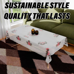 Kuber Industries Center Table Cover | PVC Table Cloth Cover | 4 Seater Table Cloth | Flower Almond Table Cover | Table Protector | Table Cover for Center Table | 40x60 Inch | Black