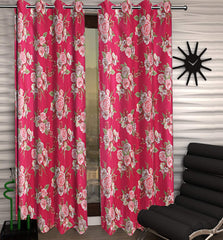 Kuber Industries Polyester 4 Pieces 7 Feet Eyelet Door Curtain (Pink) -Ctktc12963