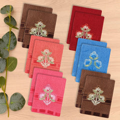 Heart Home Handkerchief | Velvet Face Towel | Face Towel | Sweat Absorbent Handkerchief | Plain Embroidary | Face Towel Hankies | Set of 12 | Multicolor