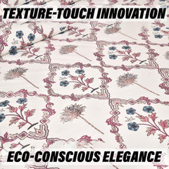 Kuber Industries Dohar Set | 1 Piece Double Bedsheet with 2 Pillow Cover & Dohar Combo Set | Bedsheet & AC Blanket Set for Bedroom | Comforter | Quilt | Pushpa Flower Star | Set of 4 | Pink