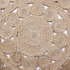 Kuber Industries Hand Woven Carpet Rugs|Natural Stitch Braided Jute Door mat|Multi Circle Border Shape Mat for Bedroom,Living Room,Dining Room,Yoga,91x91 cm,(Brown)