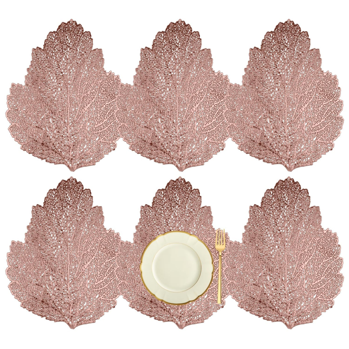 Heart Home Placemat | Placemats for Dining Room | Designer Table Mat Set | Placemats for Kitchen Table | Side Table Placemats | Patta Shape Placemat | 6 Piece Set | Copper