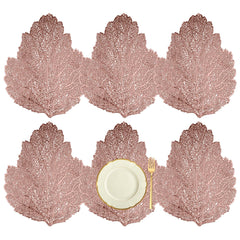 Heart Home Placemat | Placemats for Dining Room | Designer Table Mat Set | Placemats for Kitchen Table | Side Table Placemats | Patta Shape Placemat | 6 Piece Set | Copper