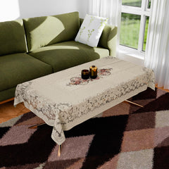 Kuber Industries Center Table Cover | Cotton Table Cloth Cover | 4-Seater Table Cloth | Glory Table Cover | Table Protector | Table Cover for Center Table | 40x60 Inch | CTC | Cream & Brown