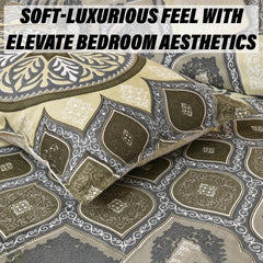 Kuber Industries Double Bedsheet with 2 Pillow Covers | 160 TC Premium Cotton Bedsheet for Double Bed | Bedsheet for Living Room-Home & Hotels | Kaleen Leaf Flower | 100x108 Inch | Green