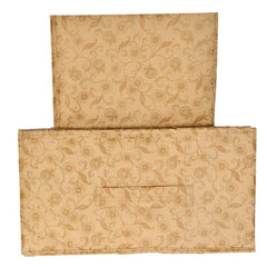 Kuber Industries Laheriya Metalic Print Non Woven Fabric Modular Closet Organizer Box with Handle for Cube Storage Units in Closet,Set Of 2(Blue & Beige)-KUBMART15997