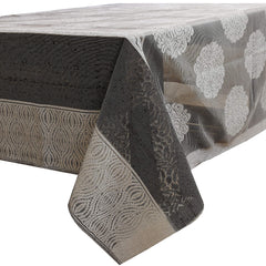 Kuber Industries Flower Design Cotton 4 Seater Center Table Cover 60"x40"(White & Brown) CTKTC34012