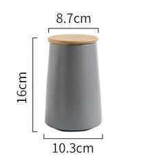 Urbane Home Ceramic Jar | Food Storage Jar | Kitchen Storage Jar | Round Jar for Home | Sugar Storage Jar | Airtight Bamboo Lid | YX03-L-GY | 850 ML | Gray