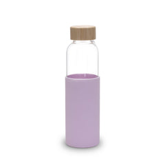 Heart Home Water Bottle | Glass Bottle | Sleeve Protection Bottle | Bamboo Lid Water Bottle | Travel Round Bottle | XB5501-PURP | 550 ML | Purple