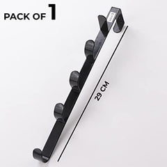 Kuber Industries 5-Level Cloth Hanger|Multipurpose Cloth & Towel Holder|Iron Spray Material|Easy Installation|Interchangeable Over The Door Towel Holder|ZT-3115|Pack of 6|Black