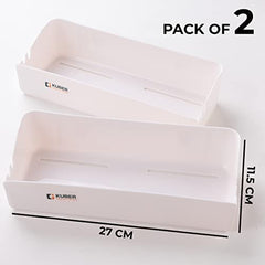 Kuber Industries Bathroom & Kitchen Organizer With Hooks For Hanging Kitchen & Bathroom Accessories|Multipurpose Rectangular Wall Shelves|Self-Adhesive|Premium Quality PP|A2912|Pack of 2|White