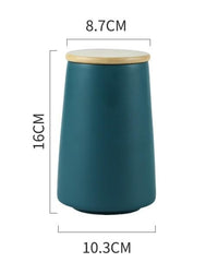 Heart Home Ceramic Jar | Food Storage Jar | Kitchen Storage Jar | Round Jar for Home | Sugar Storage Jar | Airtight Bamboo Lid | YX04-3-GN | 3 Piece Set | 500 | 700 | 850 ML | Green