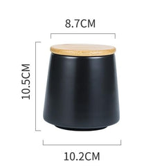 Urbane Home Ceramic Jar | Food Storage Jar | Kitchen Storage Jar | Round Jar for Home | Sugar Storage Jar | Airtight Bamboo Lid | YX04-3-BK | 3 Piece Set | 500 | 700 | 850 ML | Black