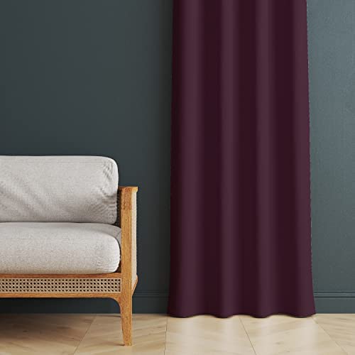 Urbane Home Polyester Decorative 5 Feet Window Curtain Darkening Blackout | Drapes Curtain With 8 Eyelet For Home & Office (Wine)