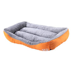 Kuber Industries Dog & Cat Bed|Super Soft Plush Top Pet Bed|Oxford Cloth Polyester Filling|Machine Washable Dog Bed|Rectangular Cat Bed with Rise-Edge Pillow|QY036OR-M|Orange
