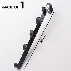 Kuber Industries 5-Level Cloth Hanger|Multipurpose Cloth & Towel Holder|Iron Spray Material|Easy Installation|Interchangeable Over The Door Towel Holder|ZT-3115|Pack of 1|Black