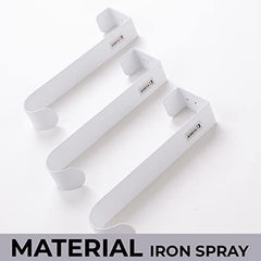 Kuber Industries Cloth Hanger|Wall Mounted Towel Hanger|Multipurpose Cloth & Towel Holder|Iron Spray Material|Easy Installation|Interchangeable Over The Door Hook|ZT-3042(W)|Pack of 3|White