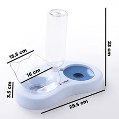 Kuber Industries 2-in-1 Cat & Dog Bowl Set With Replaceable Water Bottle|Automatic Refill Cat Bowl|Suitable For Small & Medium Pets|PT008B|Blue