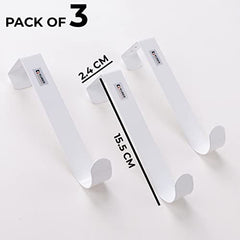 Kuber Industries Cloth Hanger|Wall Mounted Towel Hanger|Multipurpose Cloth & Towel Holder|Iron Spray Material|Easy Installation|Interchangeable Over The Door Hook|ZT-3042(W)|Pack of 3|White