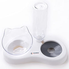 Kuber Industries Animal Feeding Plastic 2 in 1 Pet Bowls | Cat & Dog Bowl | Small/Medium Size Pet Feeding Bowl | Non-Toxic & 100% Safe for Pets (Pack of 1) | Grey