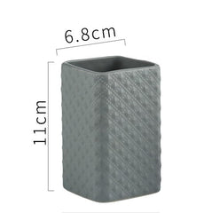 Heart Home Bathroom Accessories Set | Ceramic Bathroom Tooth Brush Holder | Bathroom Soap Holder Dish | Kitchen Soap Dispenser 350 ML | Water Cup 340 ML | ZX062GY-4T | Set of 4 | Gray