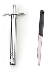 Kuber Industries Easy Grip Stainless Steel Regular Gas Lighter for Kitchen Stove Lighter with Stainless Steel Knife Free, Set of 2 (Silver), Standard