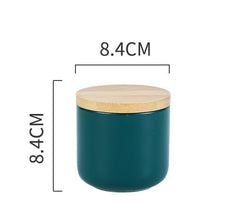 Urbane Home Ceramic Jar | Food Storage Jar | Kitchen Storage Jar | Round Jar for Home | Sugar Storage Jar | Airtight Bamboo Lid | YX05-S-GN | 260 ML | Green