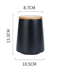 Urbane Home Ceramic Jar | Food Storage Jar | Kitchen Storage Jar | Round Jar for Home | Sugar Storage Jar | Airtight Bamboo Lid | YX04-3-BK | 3 Piece Set | 500 | 700 | 850 ML | Black