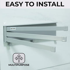 Kuber Industries Towel Holder Set|3 180 Degree Rotation Bars|Premium Quality PP|Self-Adhesive DIY Installation|Multi-Purpose Bathroom & Kitchen Towel Holder|Minimalist Bathroom Accessories|A3027|Grey