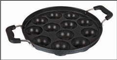 Kuber Industries Appam03 Heavy Weight Non-Stick 12 Appam Patra Side Handle with Lid, Black