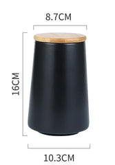 Urbane Home Ceramic Jar | Food Storage Jar | Kitchen Storage Jar | Round Jar for Home | Sugar Storage Jar | Airtight Bamboo Lid | YX04-3-BK | 3 Piece Set | 500 | 700 | 850 ML | Black