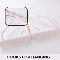 Kuber Industries Bathroom & Kitchen Organizer with Towel Hanger Hooks | Multipurpose Corner Wall Shelves | Self-Adhesive | Pack of 2 | White