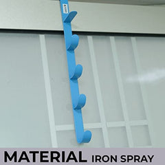 Kuber Industries 5-Level Cloth Hanger | Multipurpose Cloth & Towel Holder| Iron Spray Material | Easy Installation | Interchangeable Over The Door Towel Holder | Pack of 2 | Blue