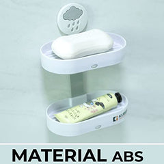 Kuber Industries Two Tier Hanging Soap Case|Self Adheshive & Easy to Install|Waterproof Drainage Design|Space Optimizing|Multi Utility Sink Organizers|CM02|Set of 2|White