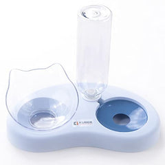 Kuber Industries 2-in-1 Cat & Dog Bowl Set With Replaceable Water Bottle|Automatic Refill Cat Bowl|Suitable For Small & Medium Pets|PT008B|Blue