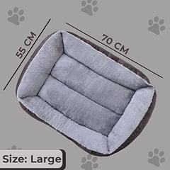 Kuber Industries Dog & Cat Bed|Polyester Face with Cotton & Polyester Filling|Comfortable and Durable|Rectangle Pet Bed for Enhanced Stretching Space|Machine Wash|QY036BR-L|Brown