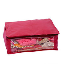 Kuber Industries 3 Pieces Non Woven Saree Cover Set, Maroon