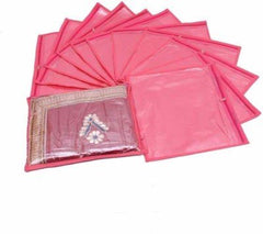 Kuber Industries 36 Piece Non Woven Saree Cover Set, Pink