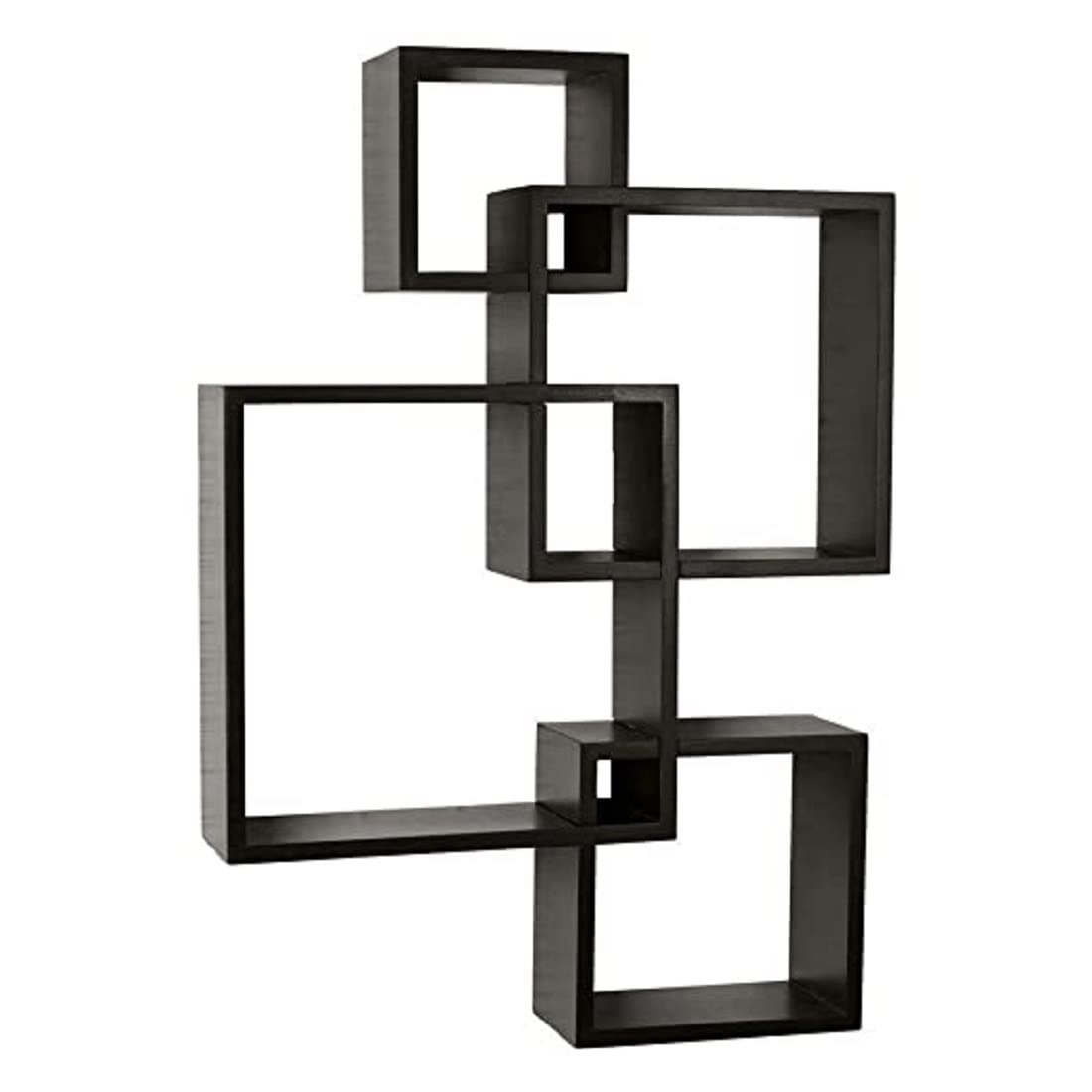 Kuber Industries Wall Shelves|Handicraft Wooden Intersecting Wall Rack|Floating Shelves Wall Décor for Living Room,Office,Set of 4,(Brown)