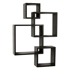 Kuber Industries Wall Shelves|Handicraft Wooden Intersecting Wall Rack|Floating Shelves Wall Décor for Living Room,Office,Set of 4,(Brown)