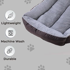 Kuber Industries Dog & Cat Bed|Polyester Face with Cotton & Polyester Filling|Comfortable and Durable|Rectangle Pet Bed for Enhanced Stretching Space|Machine Wash|QY036BR-L|Brown