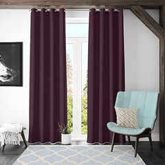 Urbane Home Polyester Decorative 5 Feet Window Curtain Darkening Blackout | Drapes Curtain With 8 Eyelet For Home & Office (Wine)