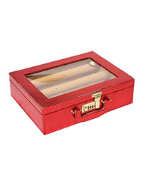 Kuber Industries Exclusive Wooden 2 Pieces Three Rod Bangle Storage Box with Lock System (Maroon) -CTLTC038896