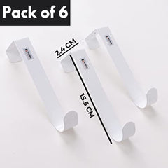 Kuber Industries Cloth Hanger|Wall Mounted Towel Hanger|Multipurpose Cloth & Towel Holder|Iron Spray Material|Easy Installation|Interchangeable Over The Door Hook | Pack of 6 |White